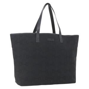 GUCCI Tote Bag Canvas Outlet Black Gold 238696 Auth 160577
